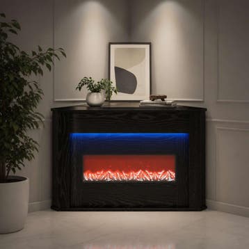 vidaXL Sfeerhaard met LED-strip Zwart eiken 95 x 42,5 x 60, Verzenden