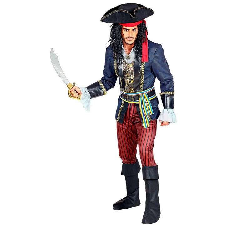 Piraat Kostuum Rood Blauw Heren, Kleding | Heren, Carnavalskleding en Feestkleding, Nieuw, Verzenden