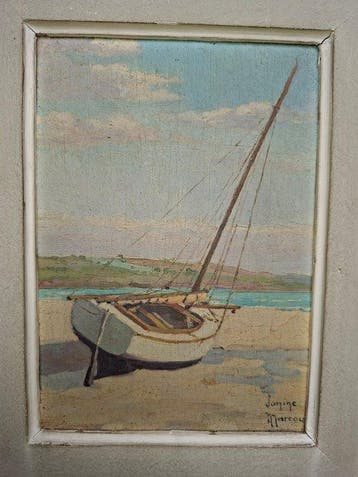 Janine Marcou (XX) - Bateau sur le sable