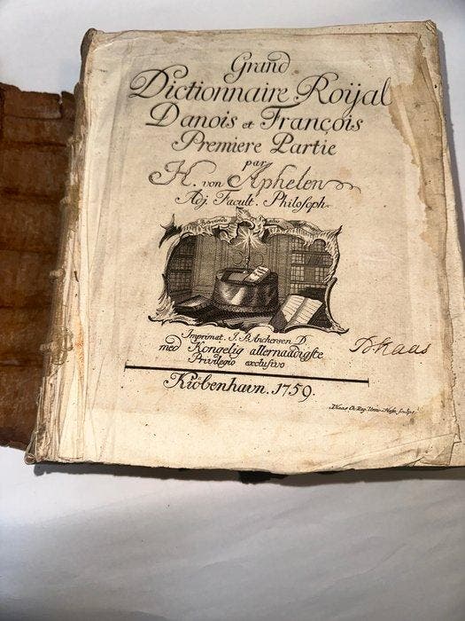 Hans von Aphelen - Grand Dictionnaire Royal Danois et, Antiquités & Art, Antiquités | Livres & Manuscrits