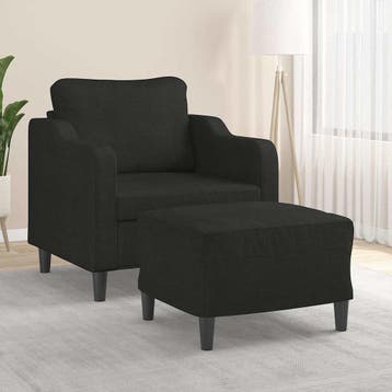 vidaXL Fauteuil met voetenbank / zetel 60 cm stof zwart, Verzenden, Nieuw