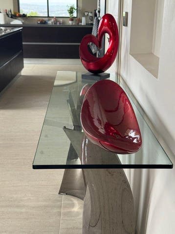 Roche Bobois - Maurice Barilone - Console - Verre, Acier, Nieuw