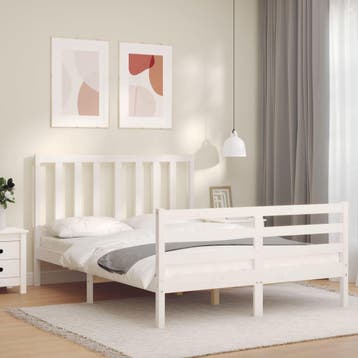 vidaXL Bedframe zonder matras massief grenenhout wit 140x200, Verzenden, Nieuw