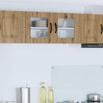vidaXL Wandglas Kasten LUCCA Artisanaal eiken 80 x 31 x 40, Verzenden