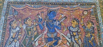 Tableaux Pattachitra antiques – Krishna et les Gopis - Inde, Antiquités & Art