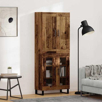 vidaXL Highboard 2 st Oudhout 69,5 x 34 x 180 cm Bewerkt, Verzenden, Nieuw