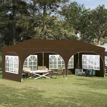vidaXL Pop-up Feesttent 575 x 288 x 245 cm Taupe Oxford Stof, Verzenden, Nieuw