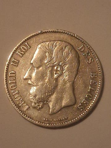 België. Leopold II. 5 Francs 1871 (Zonder minimumprijs)