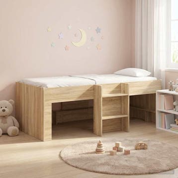 vidaXL Kinderhoogslaper Sonoma Eiken 75 x 190 cm Bewerkt, Verzenden