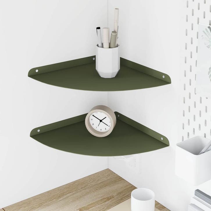 vidaXL Zwevende plank met plank 2 pcs Olijf Groen 30 x 30 x, Huis en Inrichting, Kasten | Wandmeubels, Nieuw, Verzenden