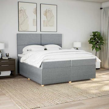 vidaXL Boxspring met matras stof lichtgrijs 200x200 cm, Verzenden, Nieuw