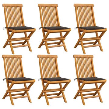 vidaXL Klapstoelen met taupekleurige kussens, 6 stuks,, Verzenden, Nieuw