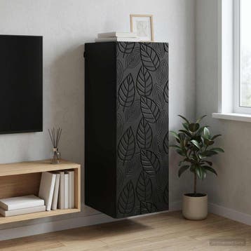 vidaXL Wandkast Zwart 33 x 34,5 x 90 cm Bewerkt hout, Huis en Inrichting, Verzenden, Nieuw