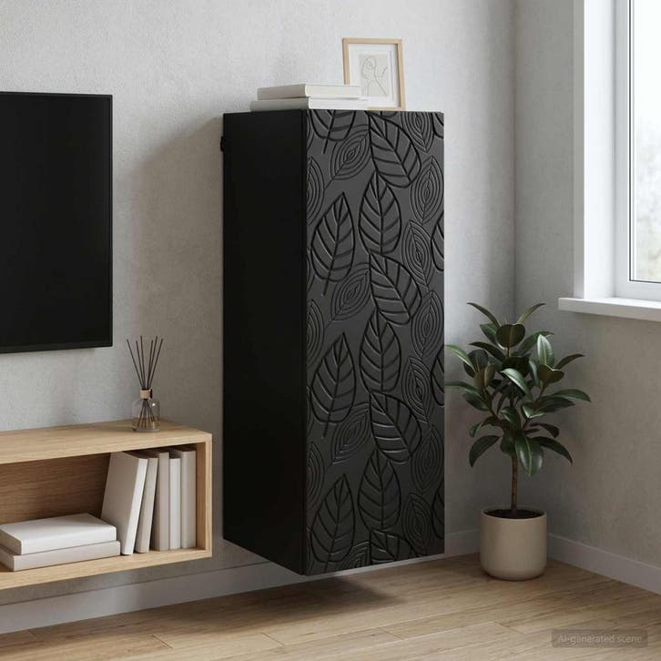 vidaXL Wandkast Zwart 33 x 34,5 x 90 cm Bewerkt hout, Huis en Inrichting, Kasten | Overige, Nieuw, Verzenden