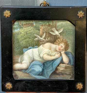 Franse school (XVIII) - Portrait Ange dormant dans un