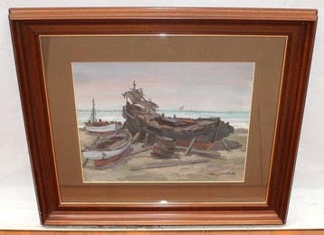 Miguel Martínez Verchili (1898 - 1989) - Barcas en la orilla