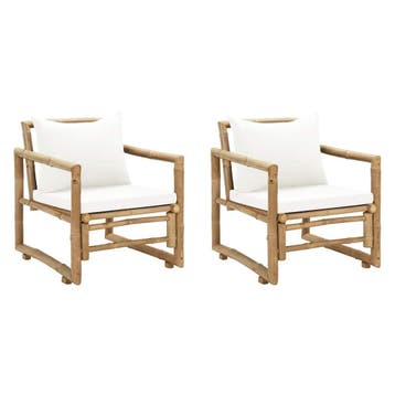 vidaXL Tuinstoelen 2 st met kussens bamboe, Verzenden