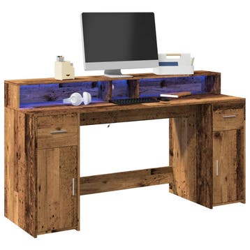 vidaXL Bureau met LED-verlichting 160x55x91 cm bewerkt hout, Verzenden