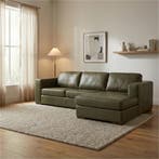 Leren hoekbank Flow - 2,5 zits arm links + longchair rechts, Huis en Inrichting, 250 tot 300 cm, Nieuw, Ophalen of Verzenden, Modern