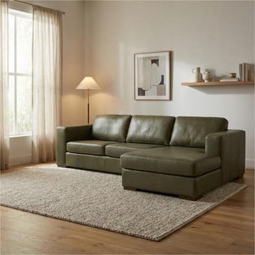 Leren hoekbank Flow - 2,5 zits arm links + longchair rechts, 250 tot 300 cm, Nieuw, Ophalen of Verzenden, Modern