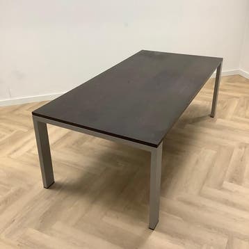ARCO design tafel, 210x105 cm, donker/bruin hout - grijs, Gebruikt, Bureau