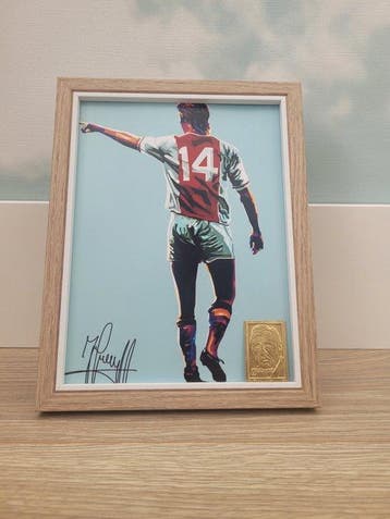 24 kt gouden zegel Johan Cruyff + Schilderij Johan Cruyff