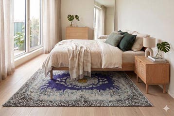 Blauwe vintage - Vloerkleed - 205 cm - 115 cm - met, Nieuw