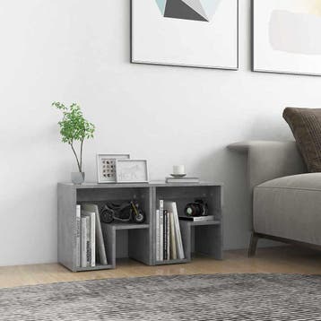 vidaXL Nachtkastjes 2 st 40x30x40 cm bewerkt hout betongrijs, Maison & Meubles, Verzenden