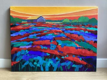 Jan Krikke (1940) - Veld met klaprozen