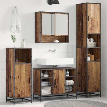 vidaXL Badkamermeubel Set 3 st Oud Hout Bewerkt hout, Verzenden, Nieuw