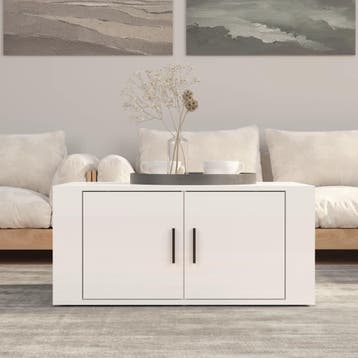 vidaXL Salontafel 80x50x36 cm bewerkt hout hoogglans wit, Verzenden, Nieuw