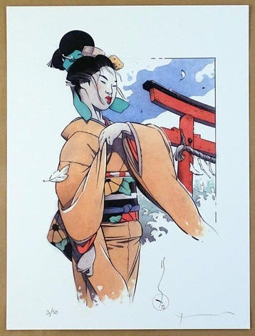Michetz, Marc - 2 Offset Print - Geisha au Kimono Orange +
