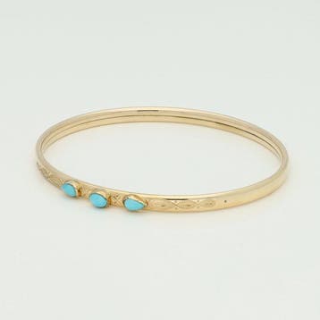 Bracelet - 14 carats Or jaune - turquoise