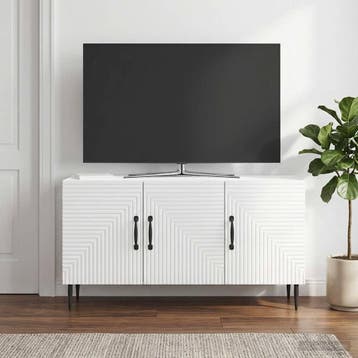 vidaXL TV Kast Hoogglans Wit 99 x 34,5 x 50 cm Bewerkt hout, Maison & Meubles, Verzenden