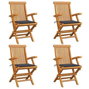vidaXL Klapstoelen met antracietkleurige kussens, 4 stuks,, Verzenden, Nieuw