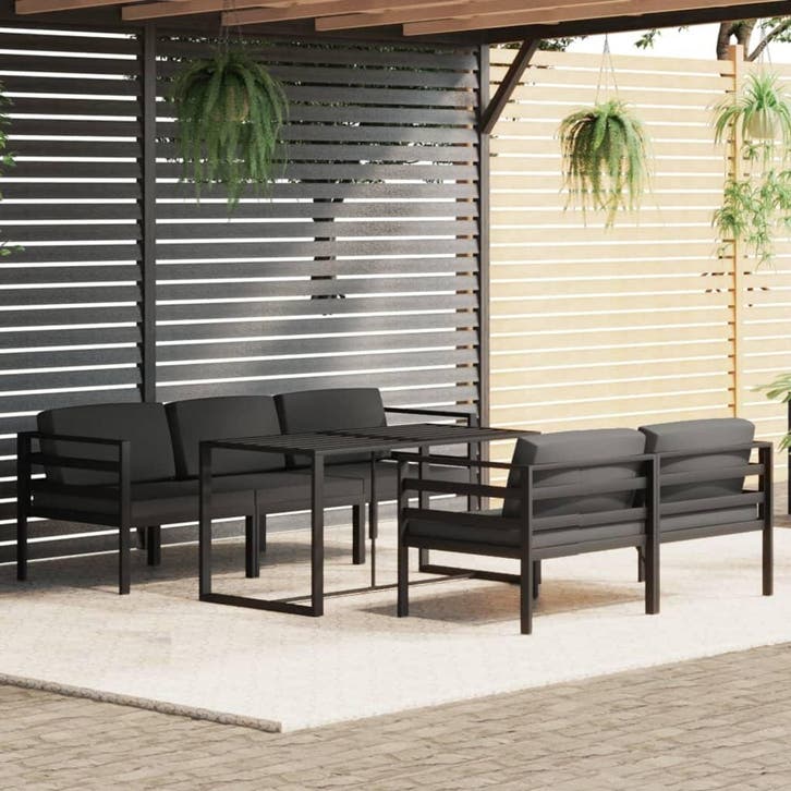 vidaXL 6-delige Loungeset met kussens aluminium, Jardin & Terrasse, Ensembles de jardin, Envoi