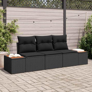 vidaXL Tuinbank Set 3 st 3-Aantal zitplaatsen Zwart Poly, Verzenden
