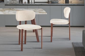 Eetkamerstoel Jade – Walnoot / Beige – NIEUW, Ophalen