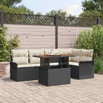 vidaXL Tuinbank Set met kussen 6 pcs Zwart en crème, Verzenden, Nieuw