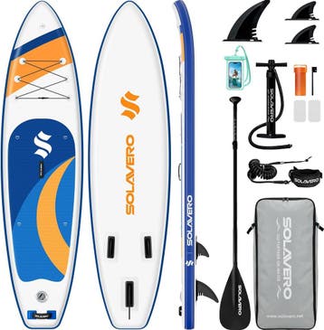 Sup Board - Opblaasbaar Paddle Board - 200 kg - Wit/Blauw -, Sports nautiques & Bateaux, Verzenden