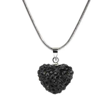 Fako Bijoux - Ketting - Disco Dots - Hart - Zwart, Verzenden, Nieuw