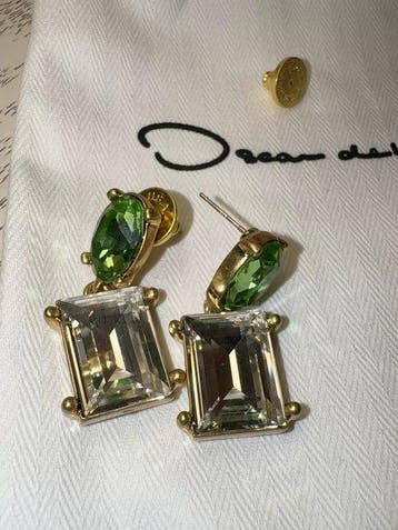 Oscar De La Renta - Metaal, kristal - Oorbellen - Retro