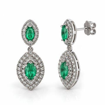 Sans prix de réserve - Boucles doreilles Plaqué or Émeraude