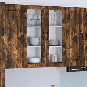 vidaXL Wandglas Kasten LUCCA Gerookt eiken 80 x 31 x 100 cm, Verzenden