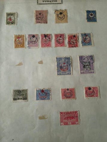 Turkije - Turkije-collectie op oude paginas., Postzegels en Munten, Gestempeld
