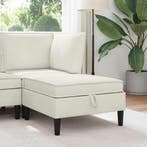 vidaXL Sofa Kruk met Opbergruimte Crèmekleurig Fluweel, Verzenden, Nieuw