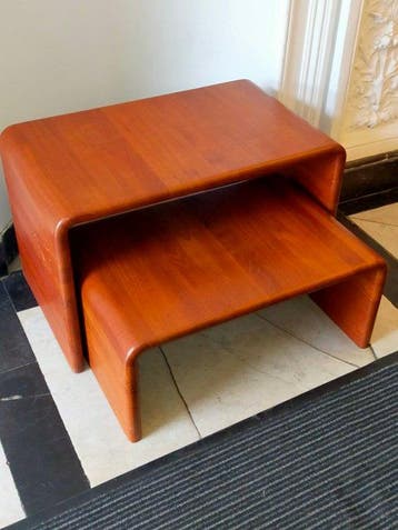 Set bijzettafels - Mid-Century Teak Nesttafels 2-delig set –