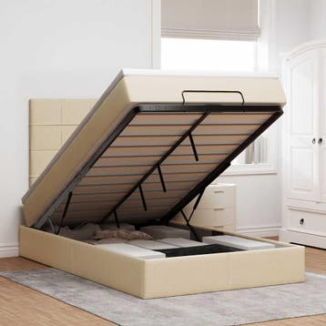 vidaXL Ottoman bed met matras 120x190cm stof crèmekleurig, Verzenden, Nieuw