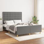 vidaXL Bedframe zonder matras stof donkergrijs 140x190 cm, Verzenden, Nieuw