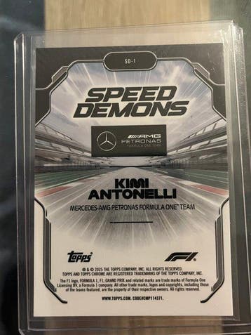 2025 Topps Chrome Kimi Antonelli SD-1 Rookie-kaart, Foil - 1, Nieuw